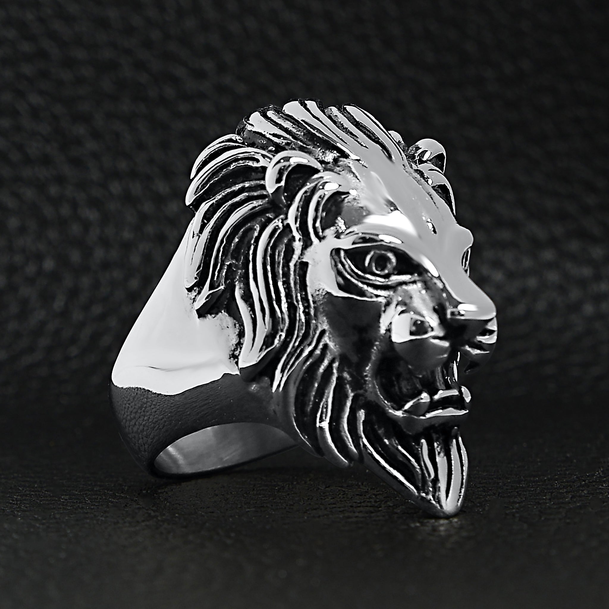 Stainless Steel Roaring Lion Head Ring