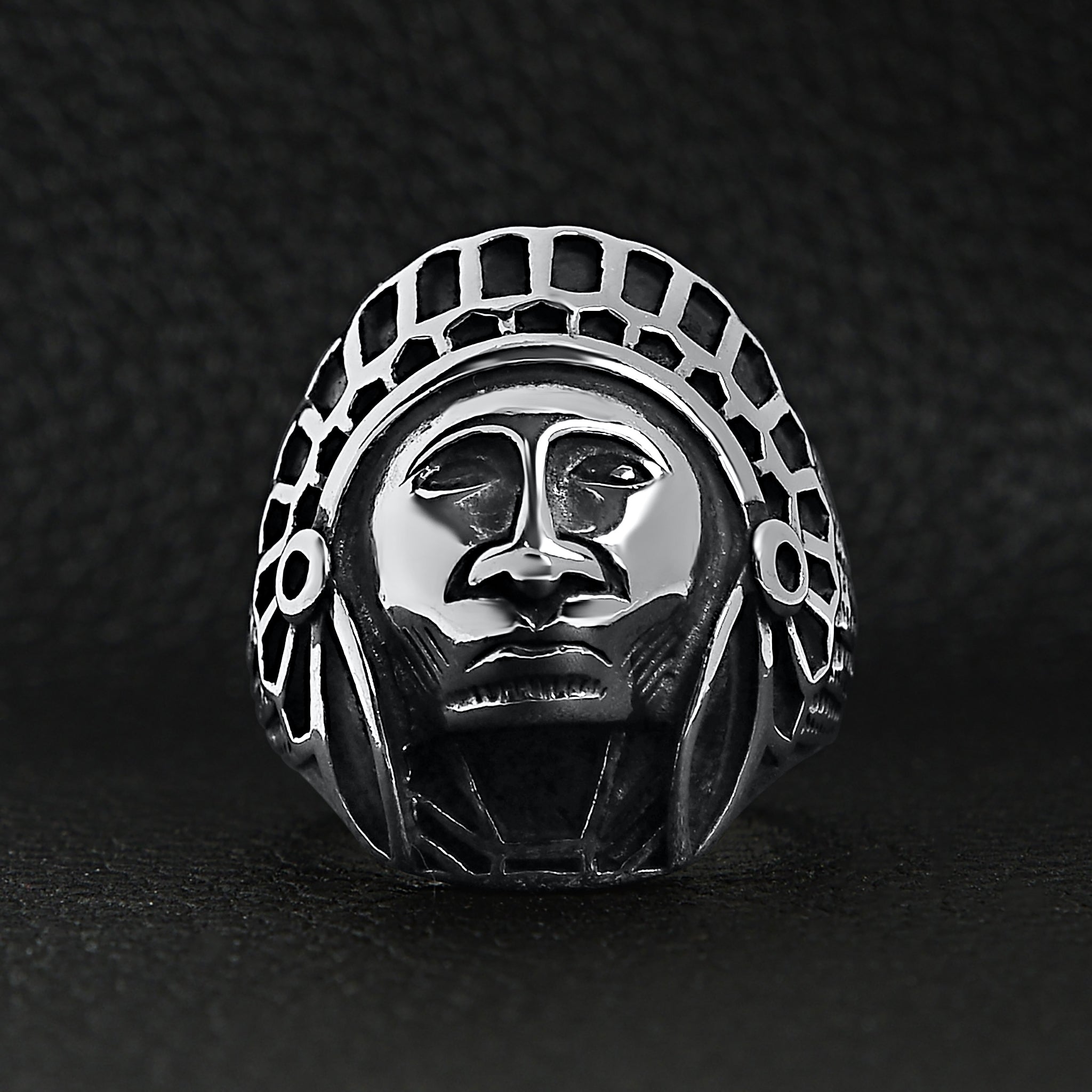 Stainless Steel Native American Chief Ring