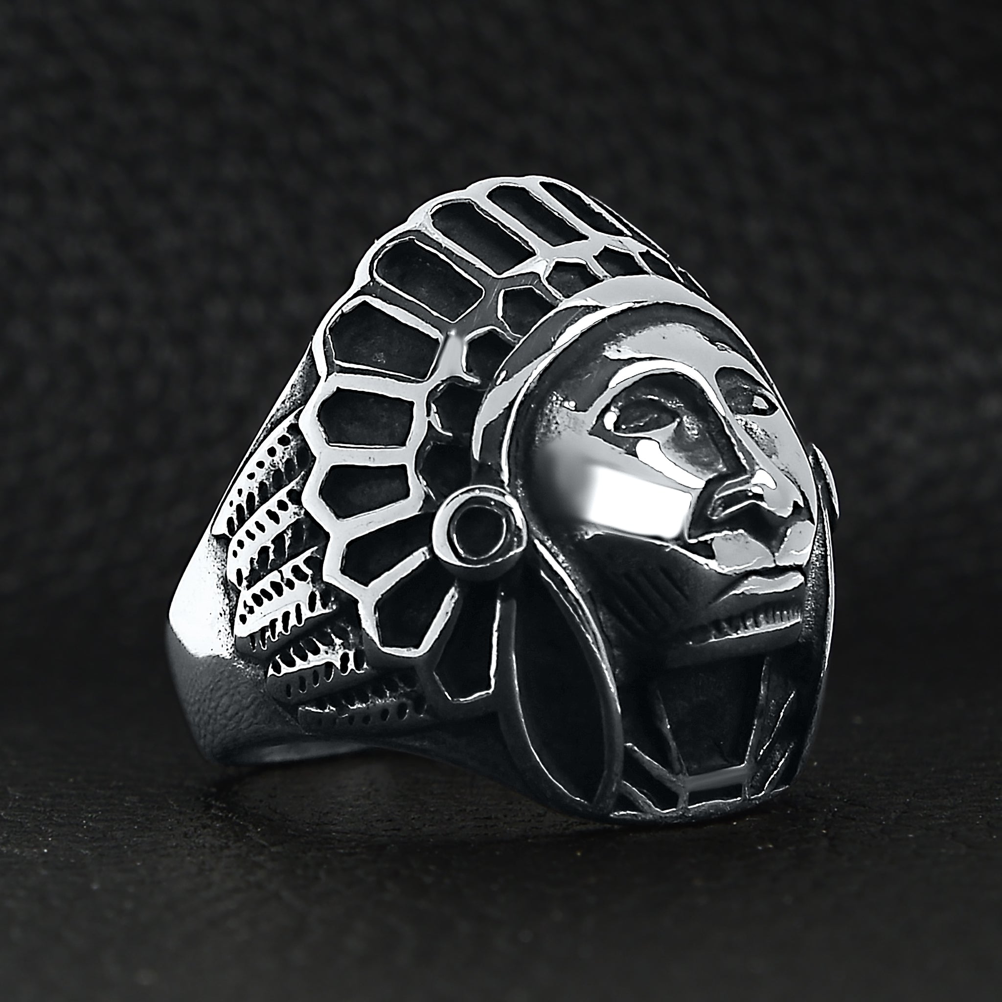 Stainless Steel Native American Chief Ring