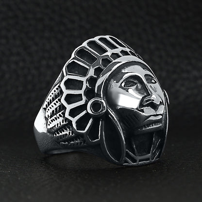 Stainless Steel Native American Chief Ring