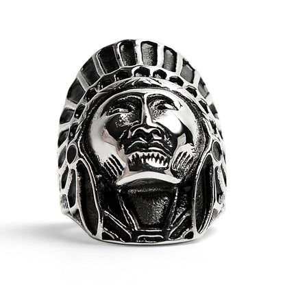 Stainless Steel Native American Chief Ring