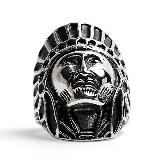 Stainless Steel Native American Chief Ring