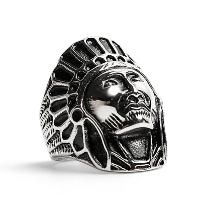Stainless Steel Native American Chief Ring
