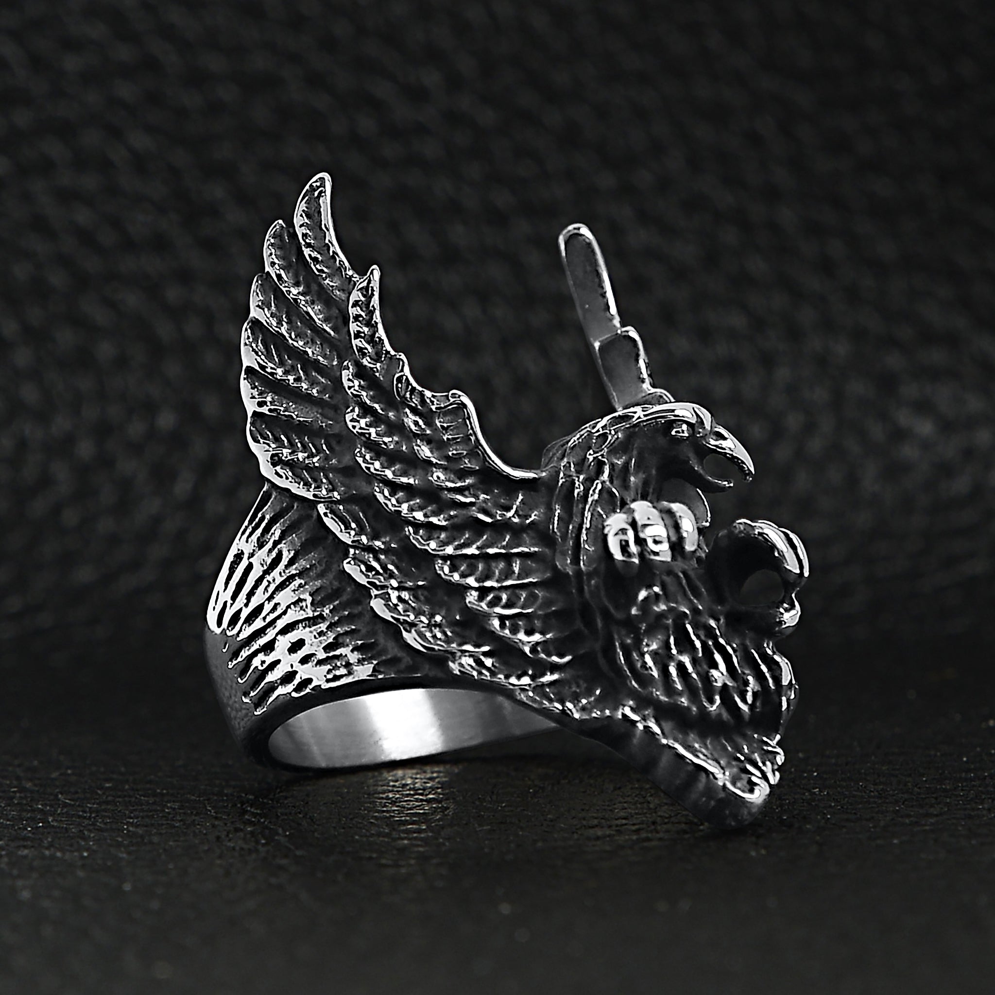 Stainless Steel Flying Eagle Ring