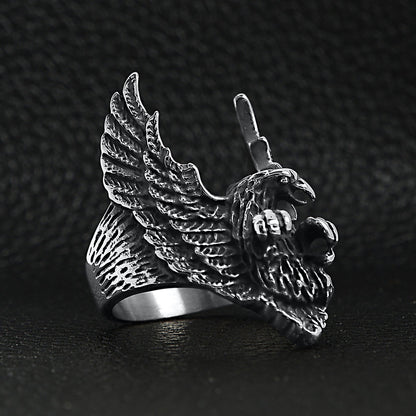 Stainless Steel Flying Eagle Ring