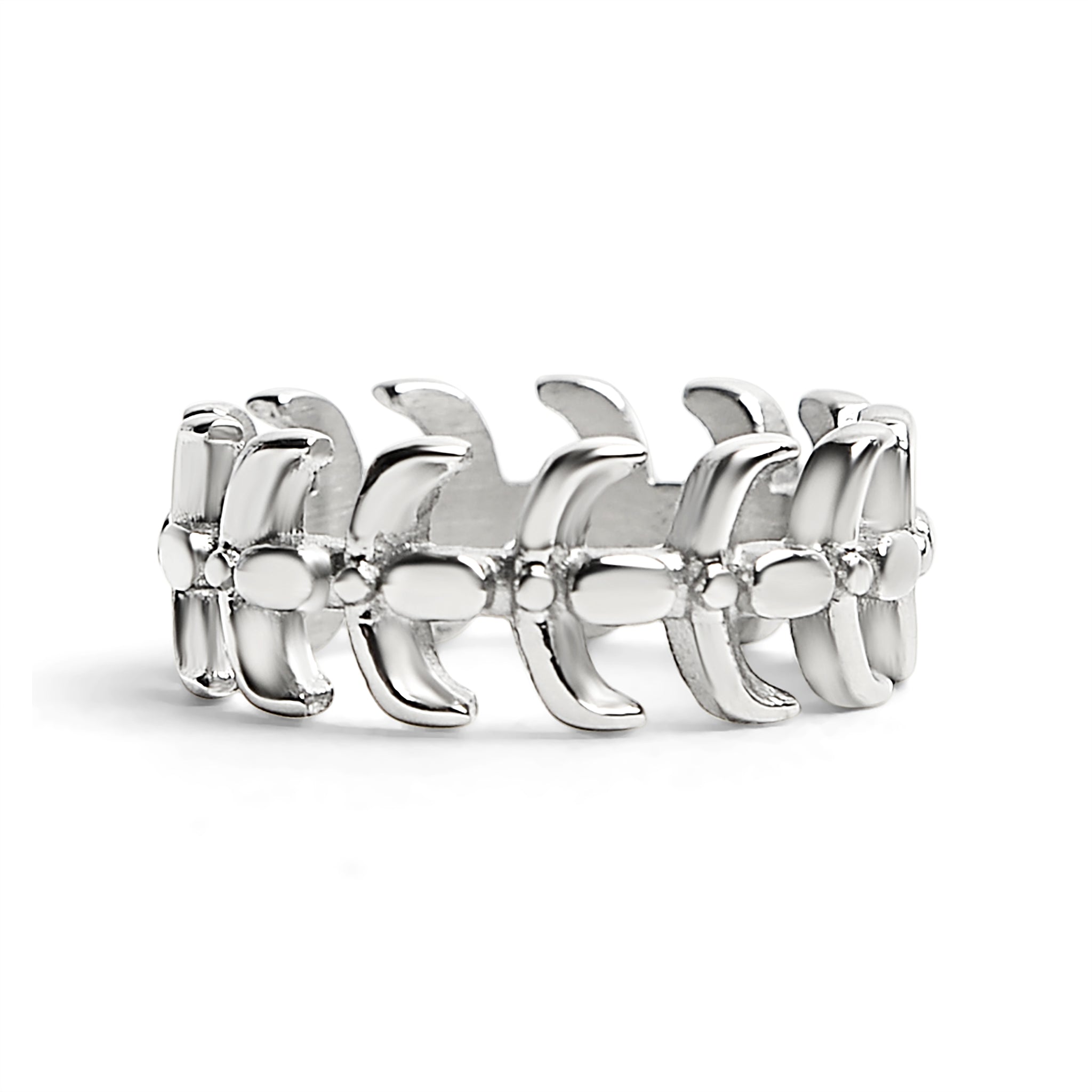 Detailed Spine Stainless Steel Ring