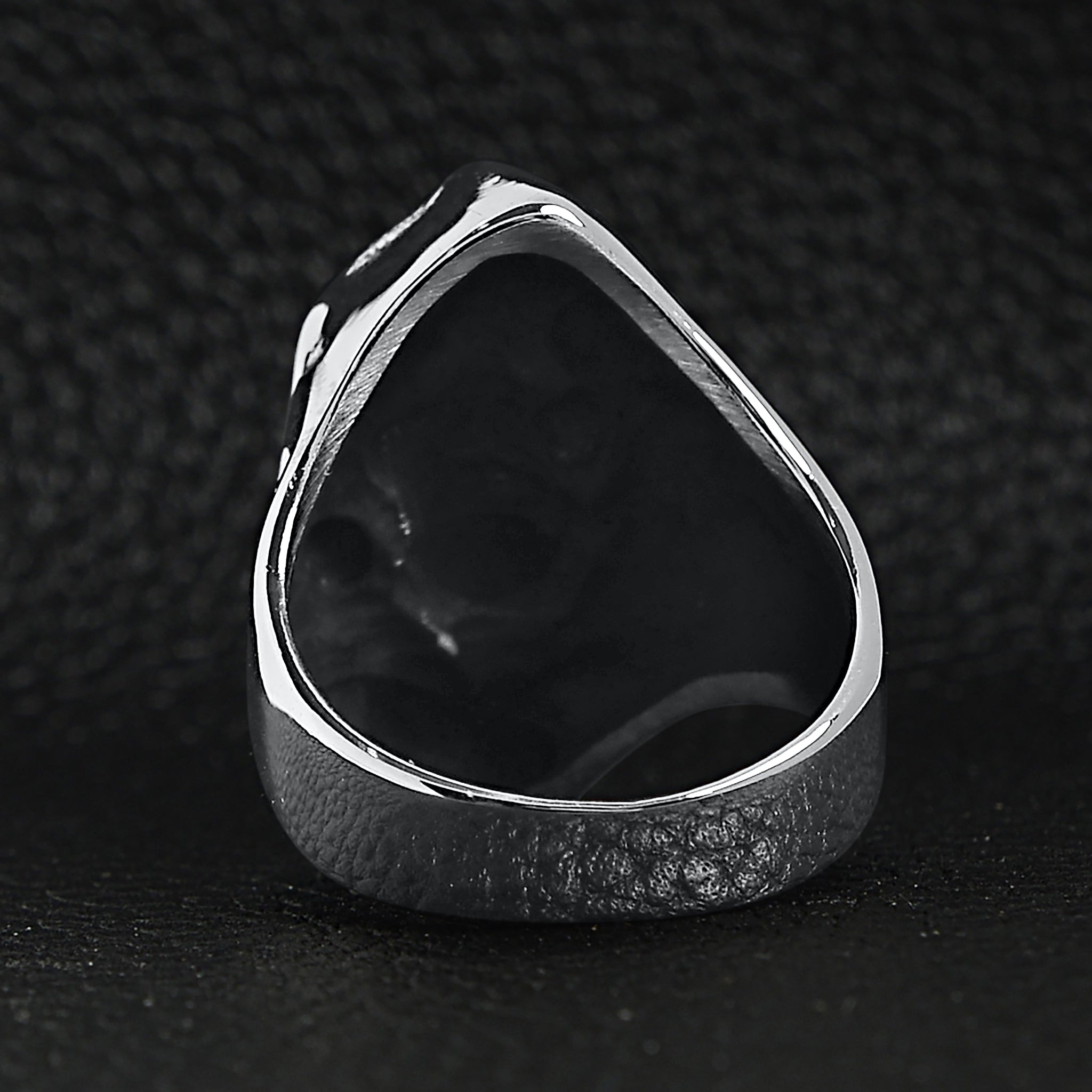 Stainless Steel Red CZ Eyed Grim Reaper Ring