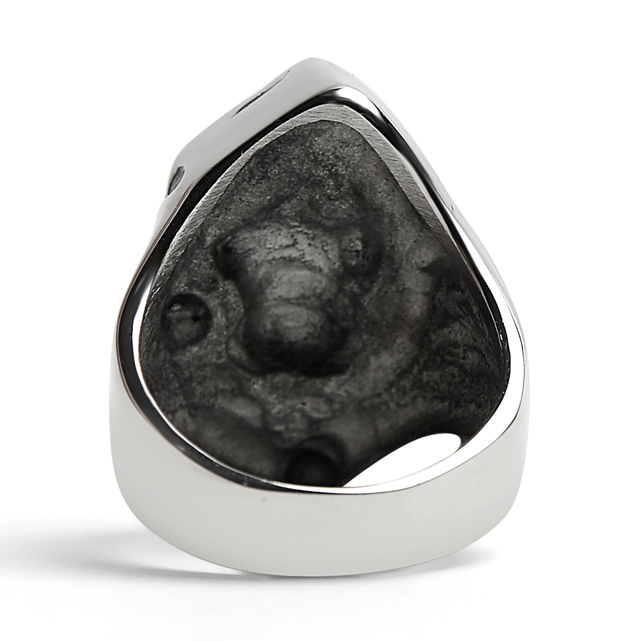 Stainless Steel Red CZ Eyed Grim Reaper Ring