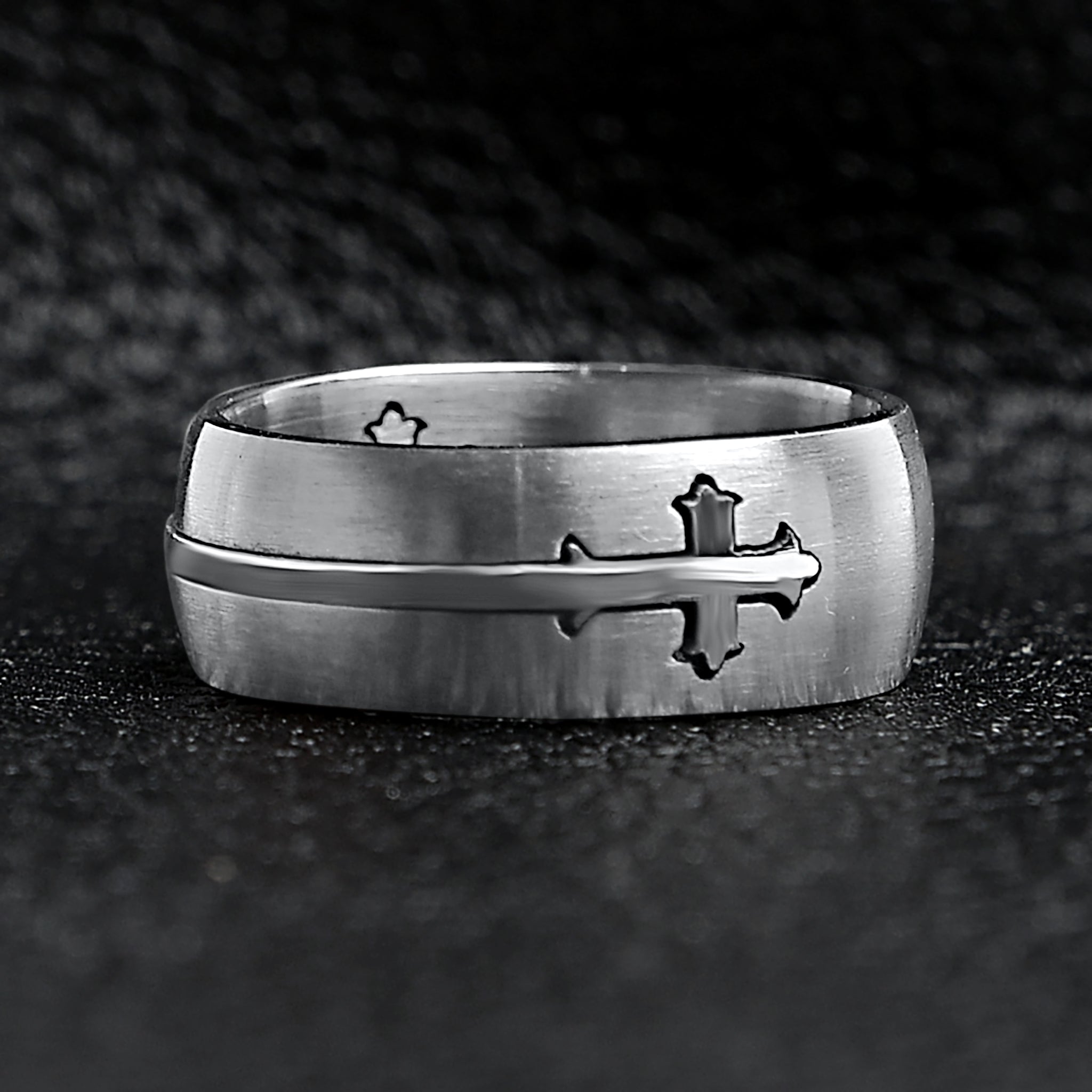 Dual Cross Ring Stainless Steel Polished Ring