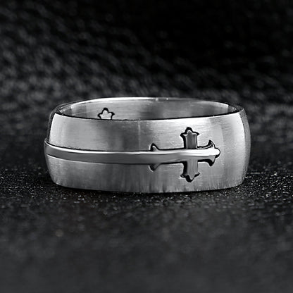 Dual Cross Ring Stainless Steel Polished Ring