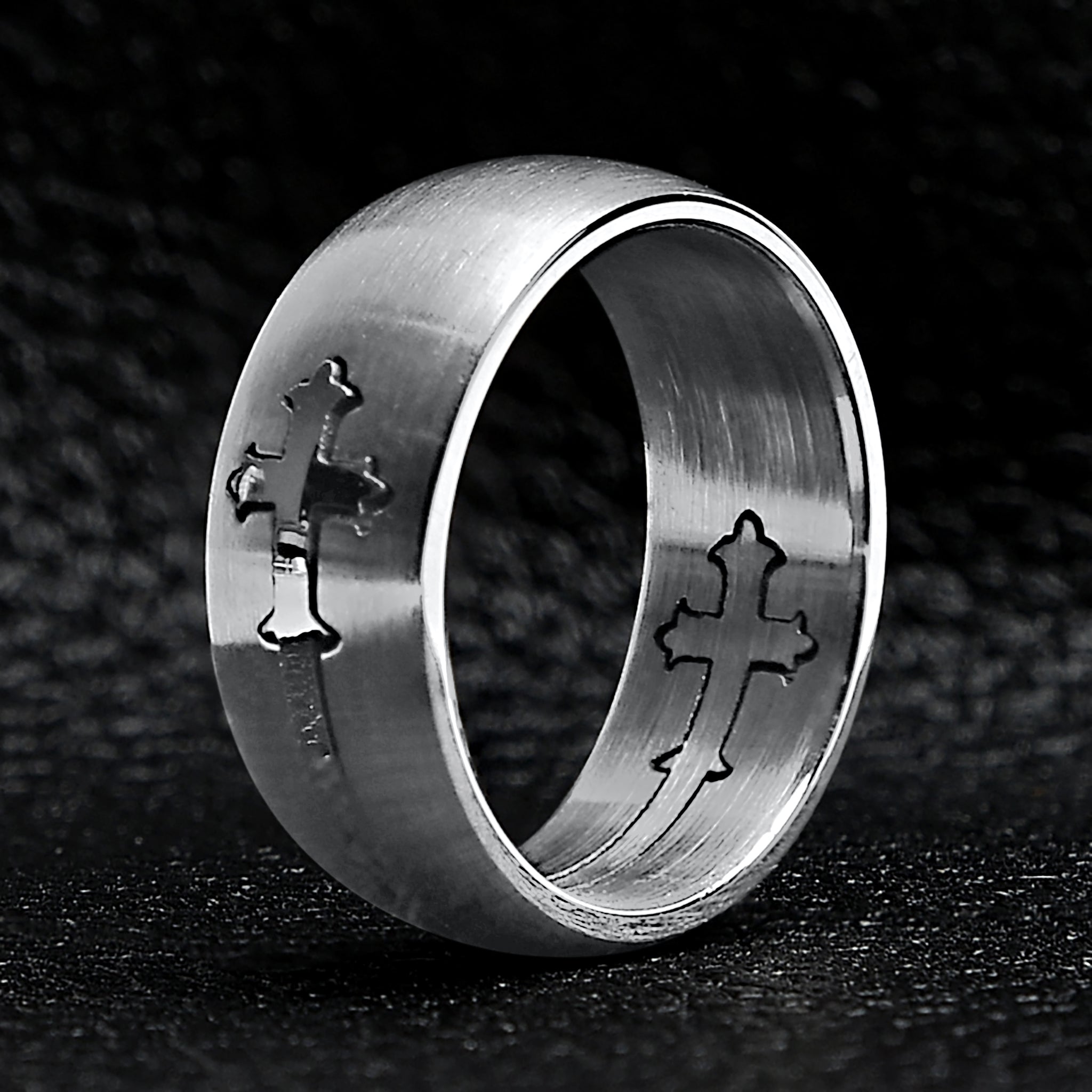 Dual Cross Ring Stainless Steel Polished Ring