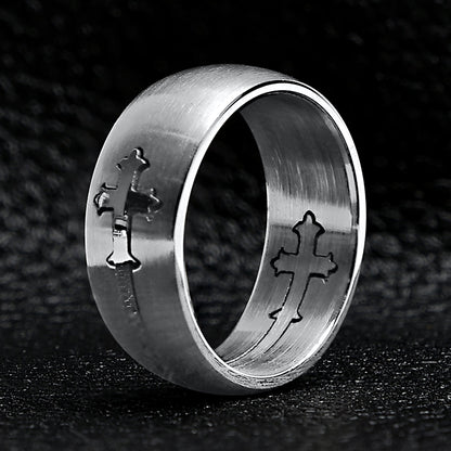 Dual Cross Ring Stainless Steel Polished Ring