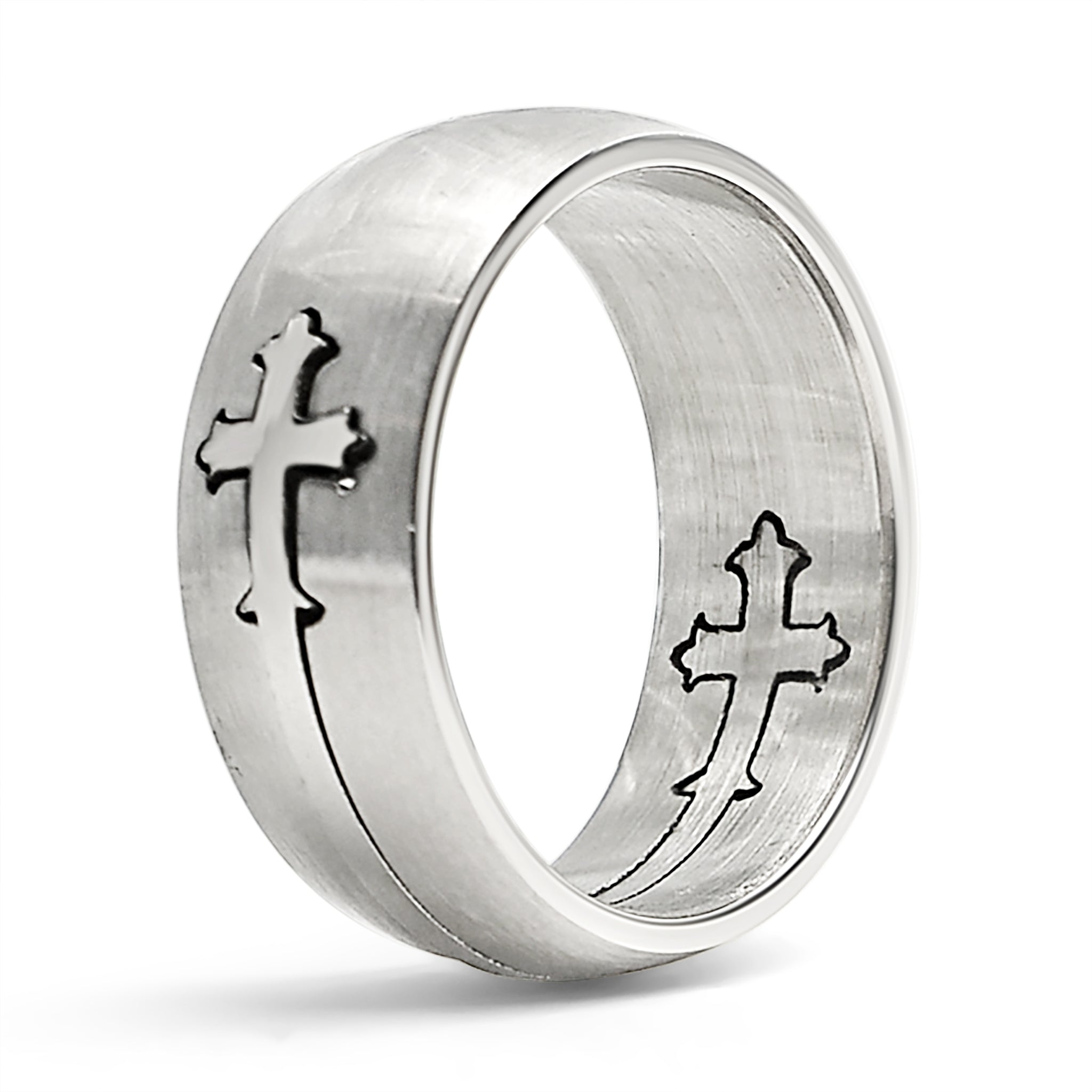 Dual Cross Ring Stainless Steel Polished Ring