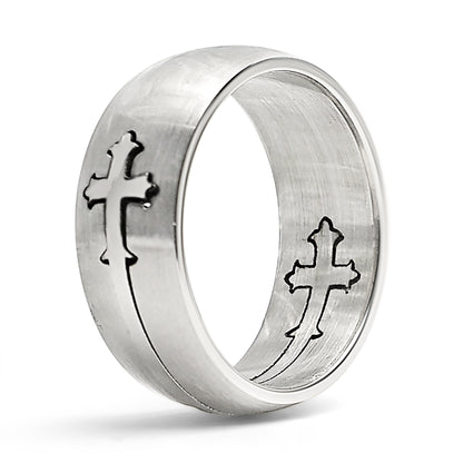 Dual Cross Ring Stainless Steel Polished Ring