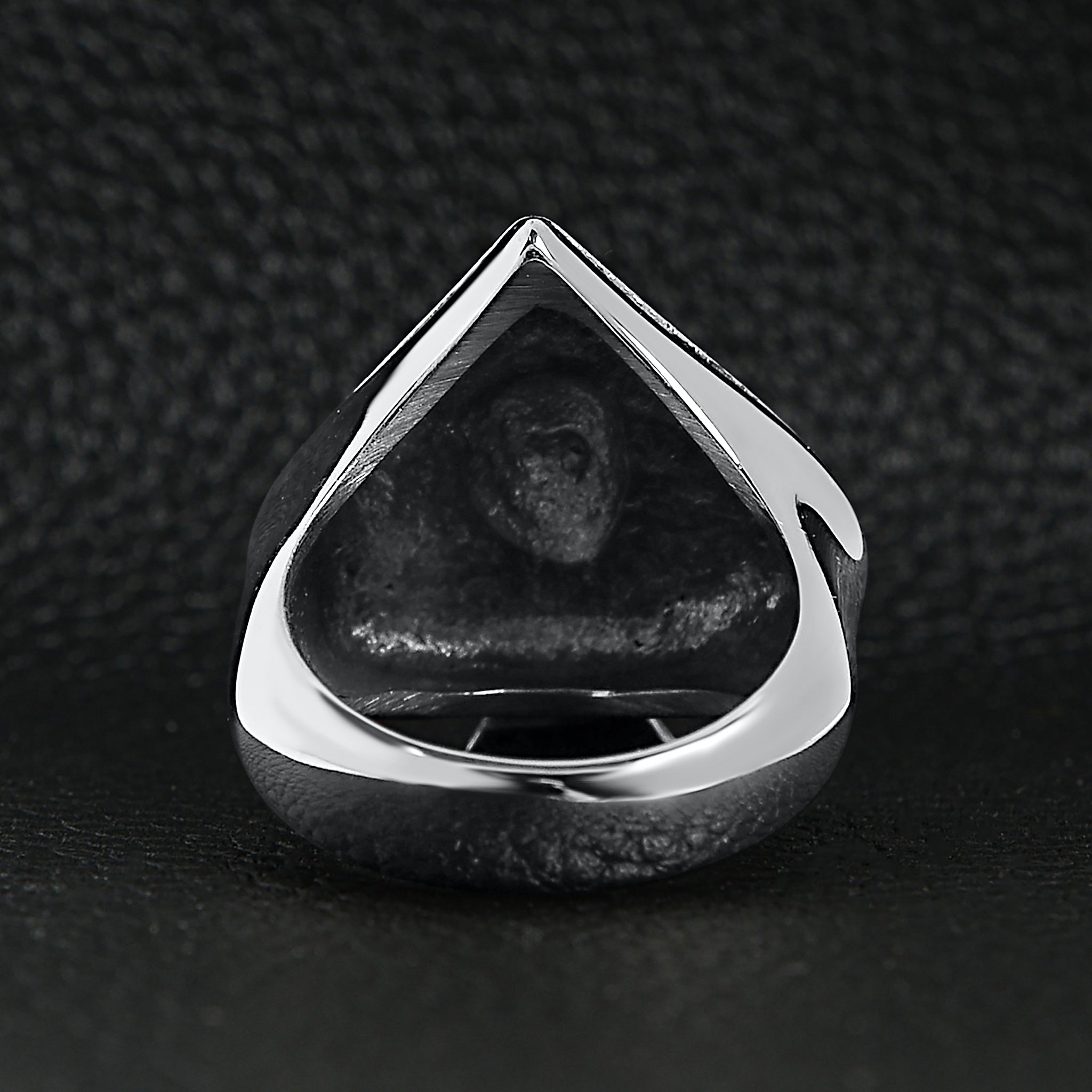 Stainless Steel Polished Skull of Spades Ace Signet Ring