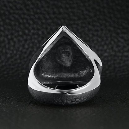 Stainless Steel Polished Skull of Spades Ace Signet Ring
