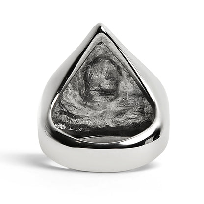 Stainless Steel Polished Skull of Spades Ace Signet Ring