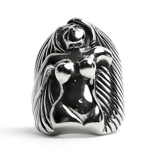 Stainless Steel Nude Goddess Ring