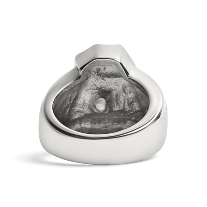Stainless Steel Motorcycle Engine With Skull Accents Ring