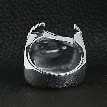 Stainless Steel 18K Gold PVD Coated "Live To Ride" "Ride To Live" Eagle Biker Ring