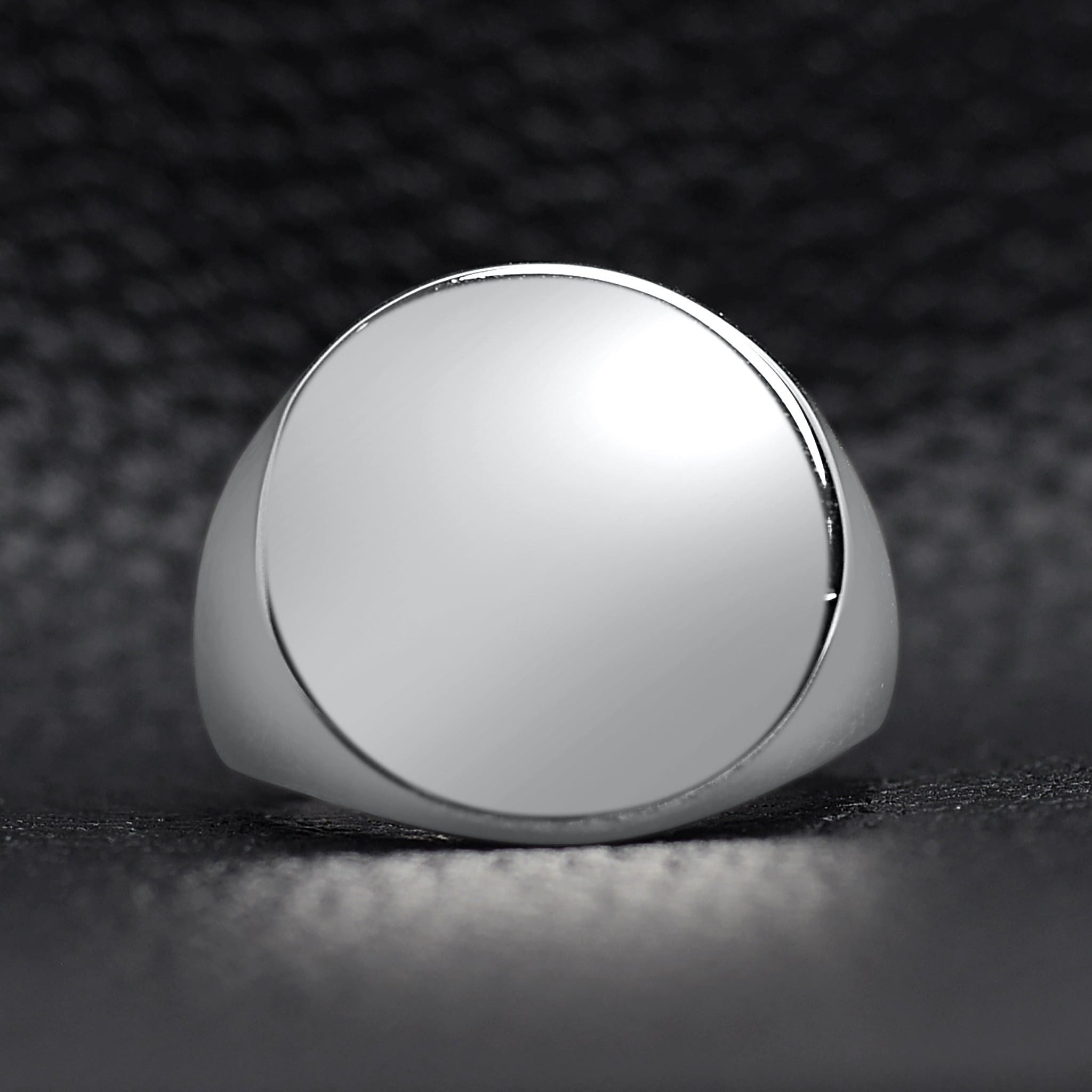 Stainless Steel Polished Round Blank Signet Ring