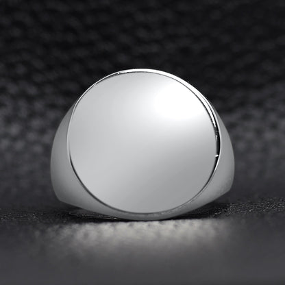 Stainless Steel Polished Round Blank Signet Ring