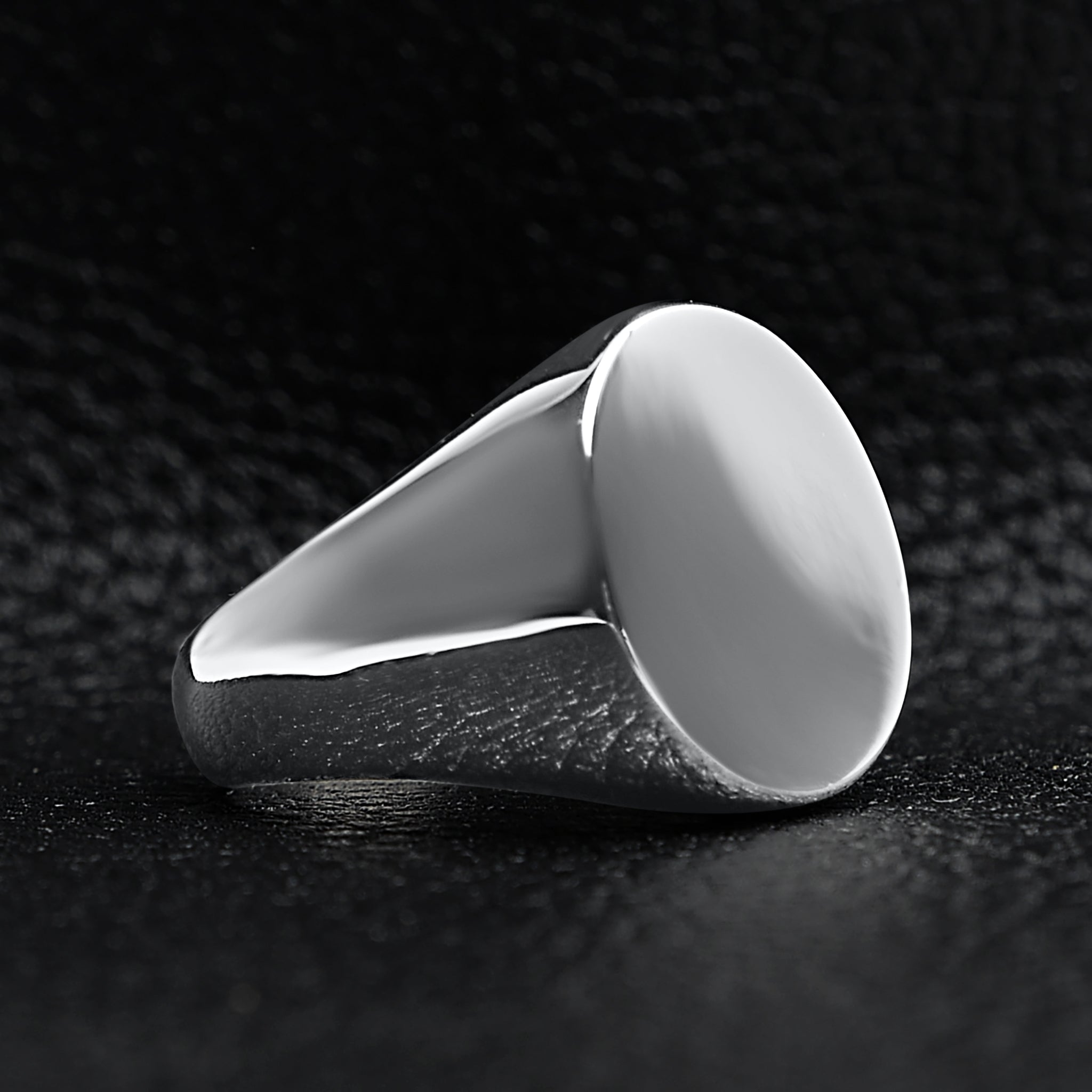 Stainless Steel Polished Round Blank Signet Ring