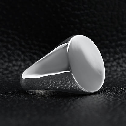 Stainless Steel Polished Round Blank Signet Ring
