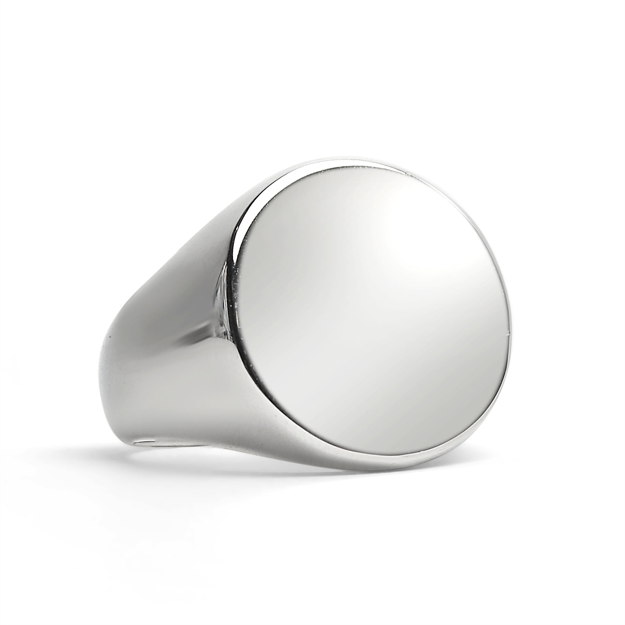 Stainless Steel Polished Round Blank Signet Ring