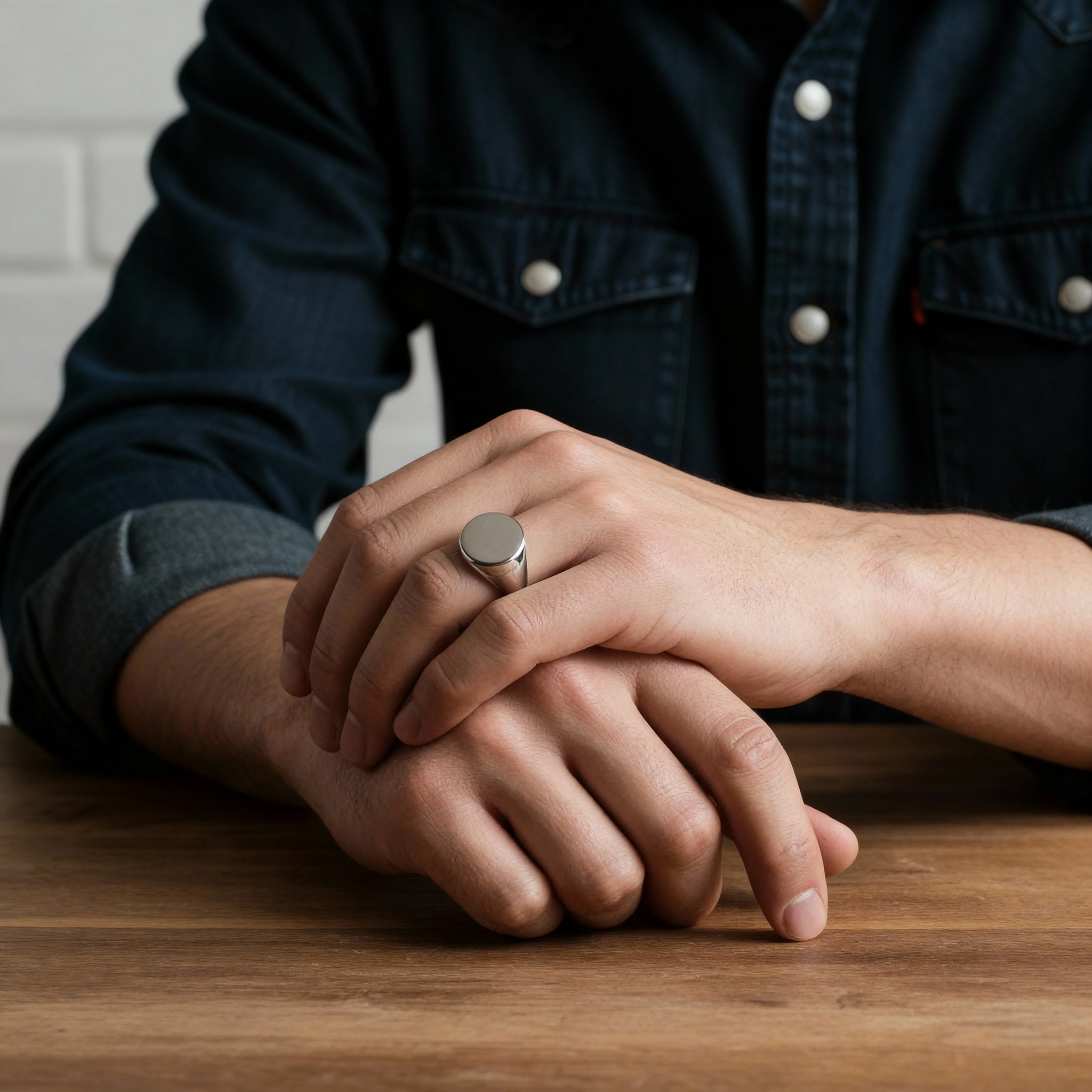 Stainless Steel Polished Round Blank Signet Ring