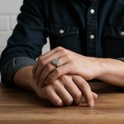 Stainless Steel Polished Round Blank Signet Ring