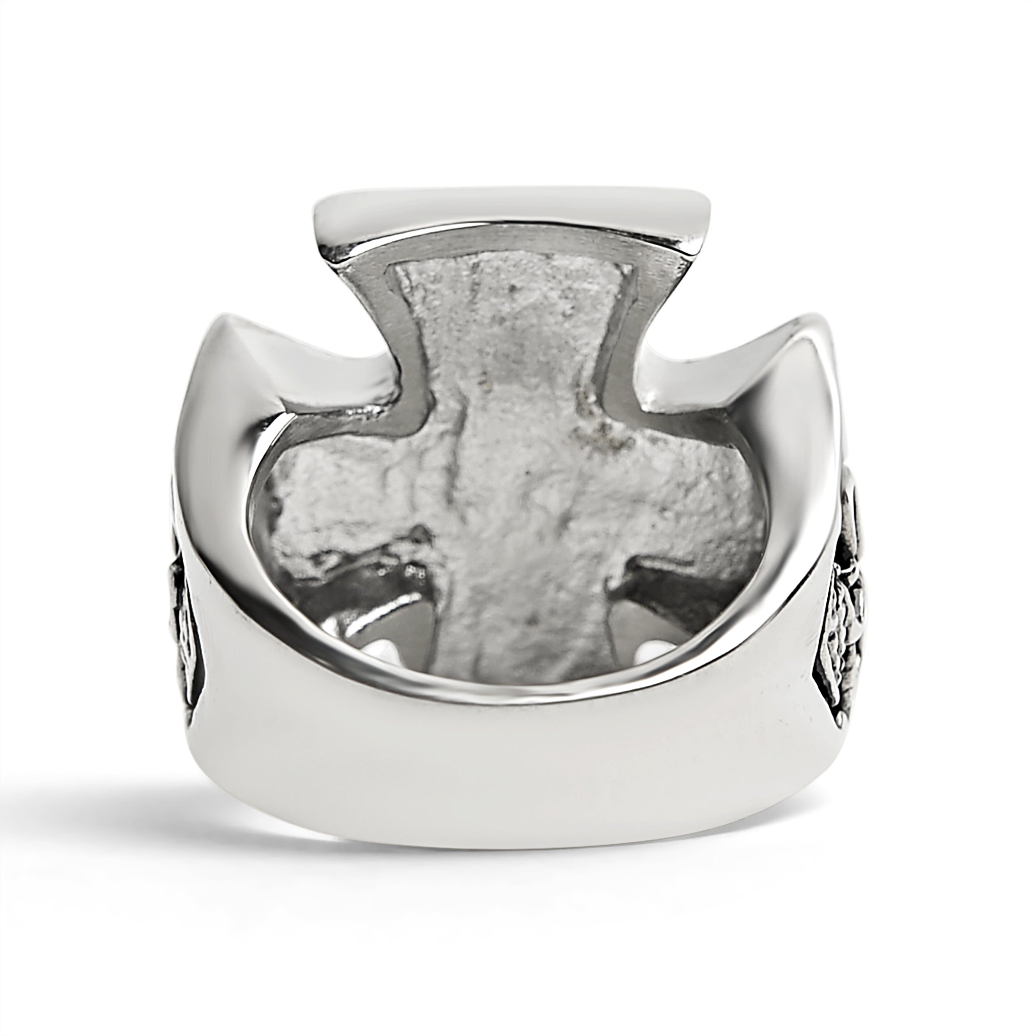 Stainless Steel "13" Skull Maltese Cross Signet Ring