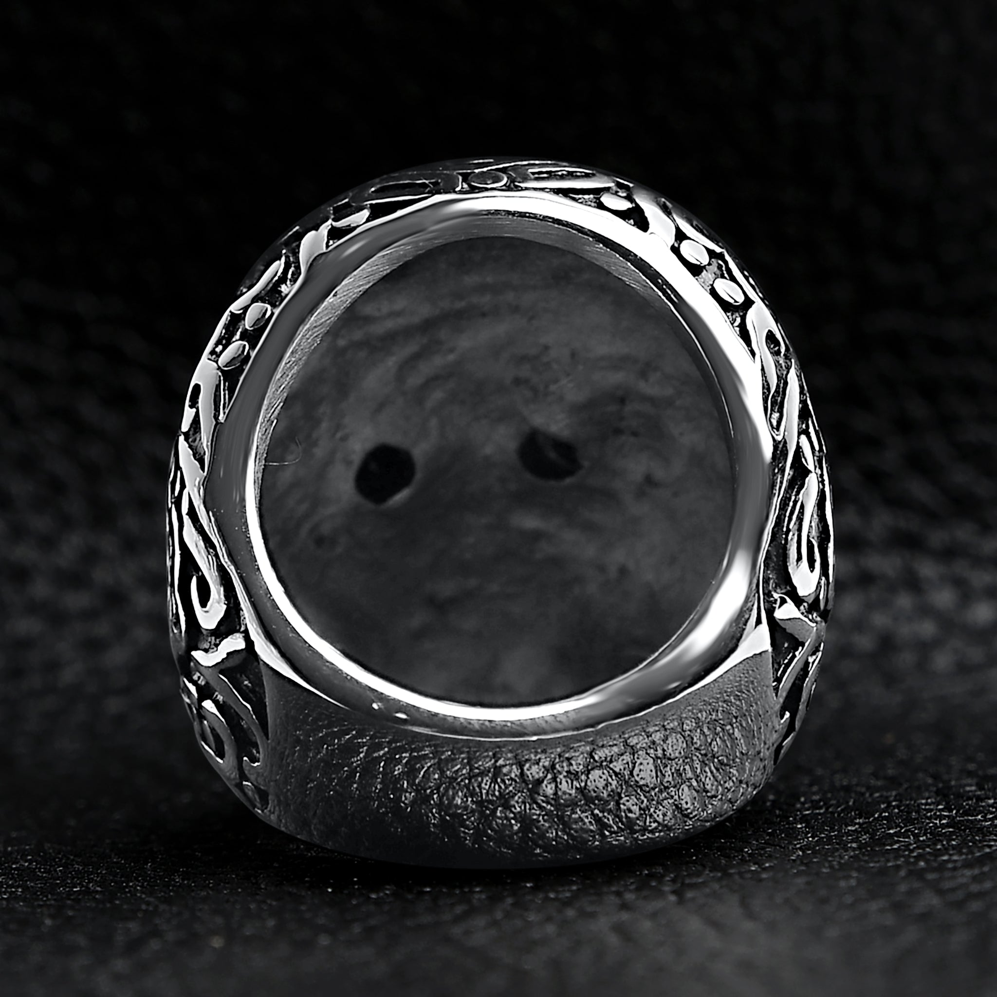 Large Detailed Skull Black CZ Eyed Stainless Steel Ring
