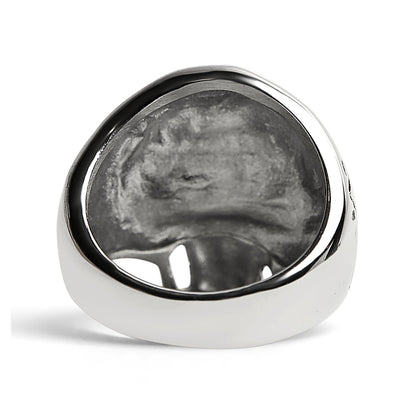 Stainless Steel 18K Gold PVD Coated Red CZ Eyed Filigree Skull Ring