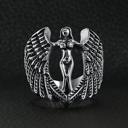 Stainless Steel Large Nude Angel Ring