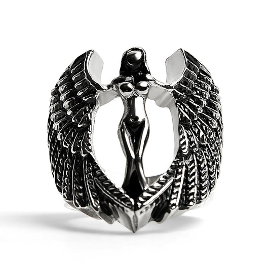 Stainless Steel Large Nude Angel Ring