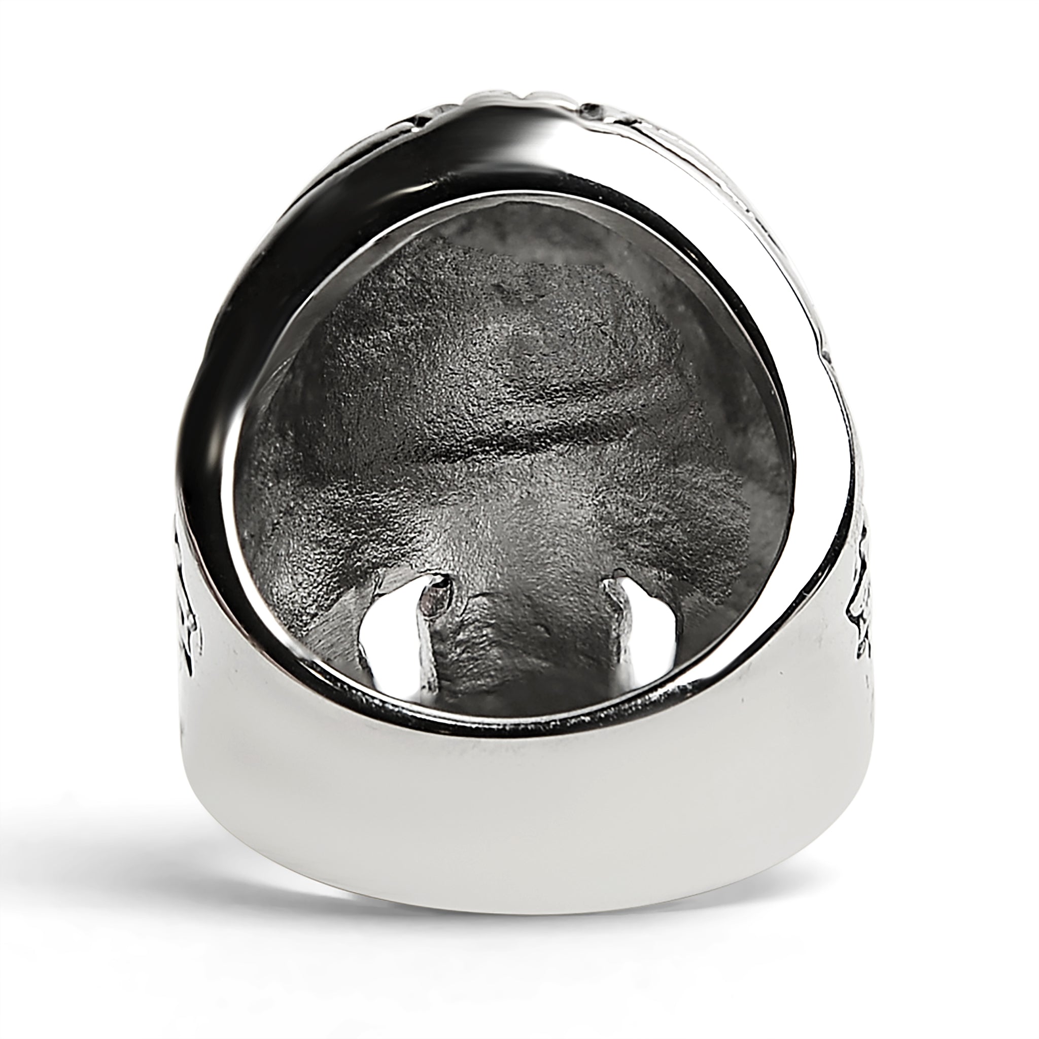 Large Red CZ Eyed Detailed Skull Stainless Steel Ring