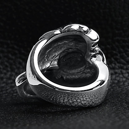 Large Detailed Fox Stainless Steel Ring
