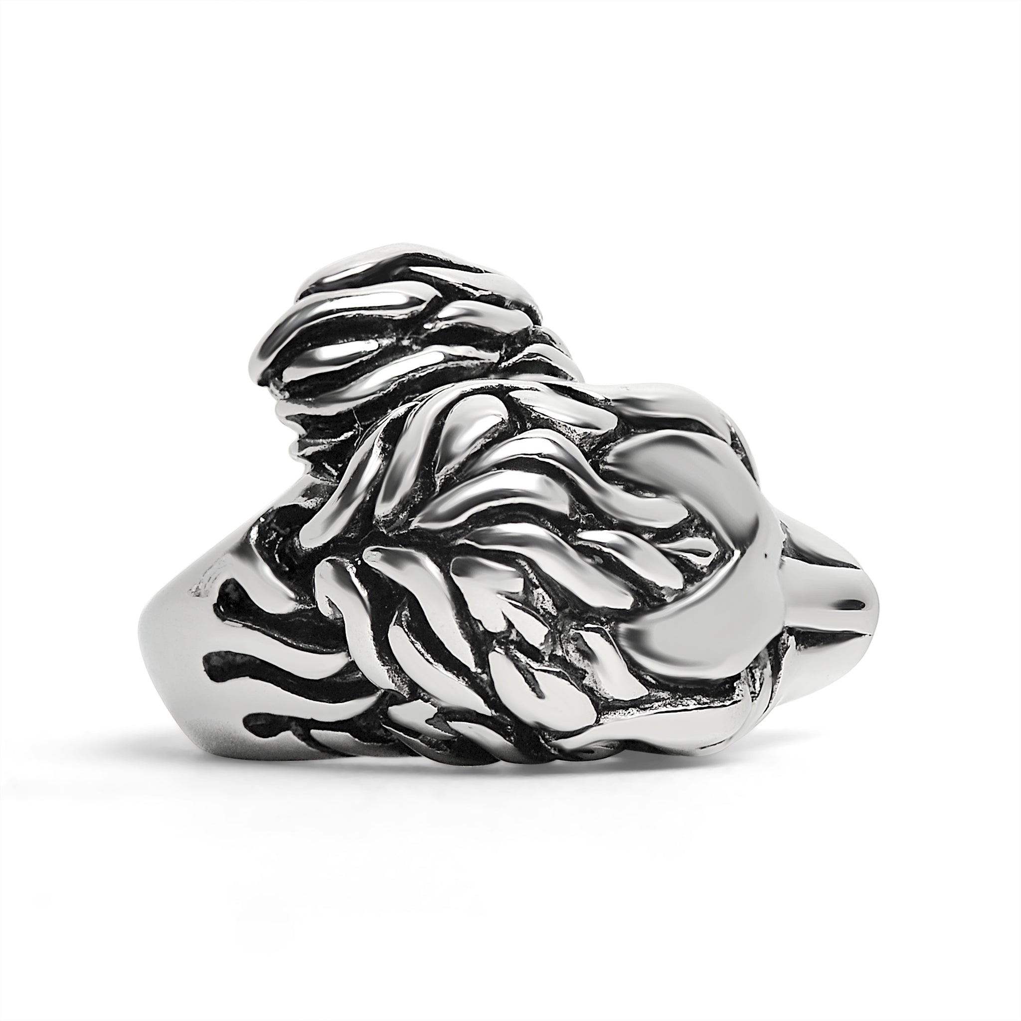 Large Detailed Fox Stainless Steel Ring