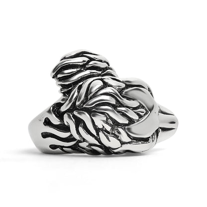 Large Detailed Fox Stainless Steel Ring