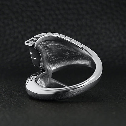 Stainless Steel Dragon Claw And Angel Wing Ring