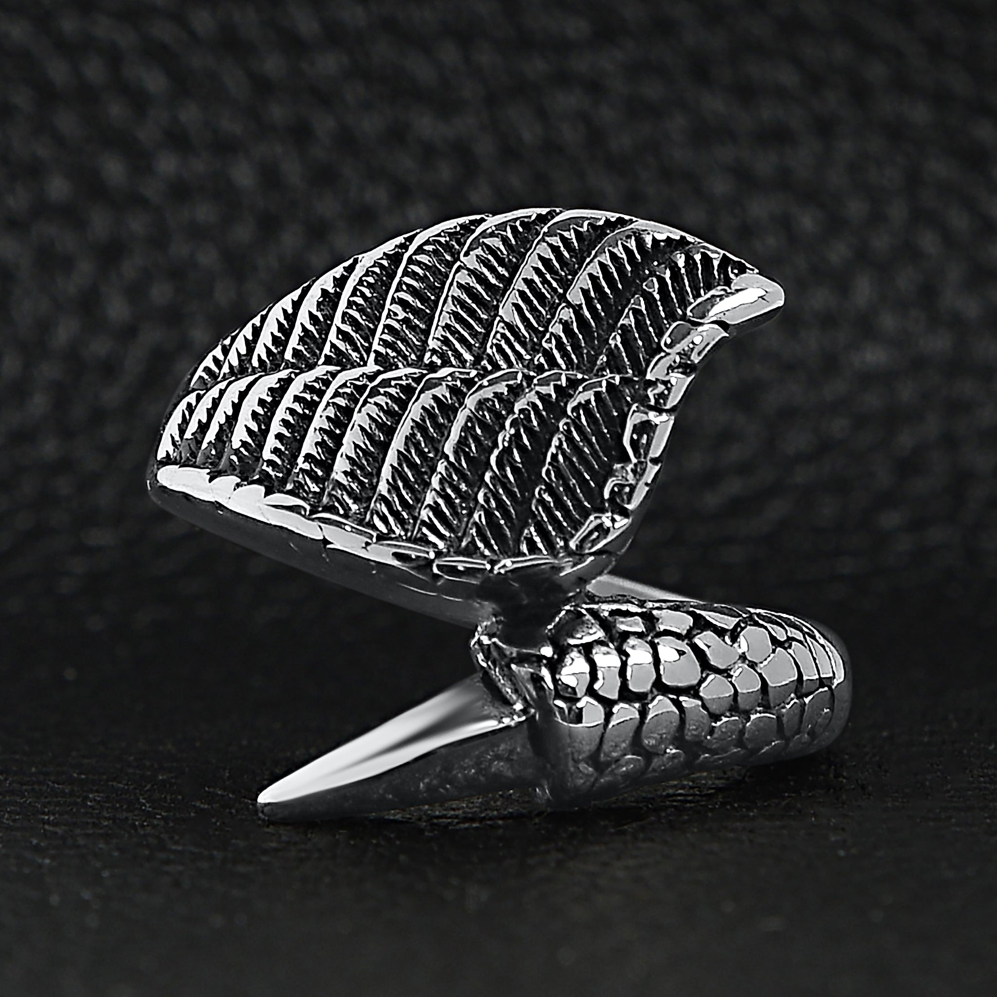 Stainless Steel Dragon Claw And Angel Wing Ring