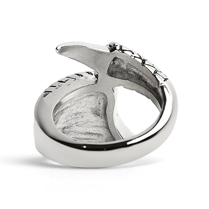 Stainless Steel Dragon Claw And Angel Wing Ring