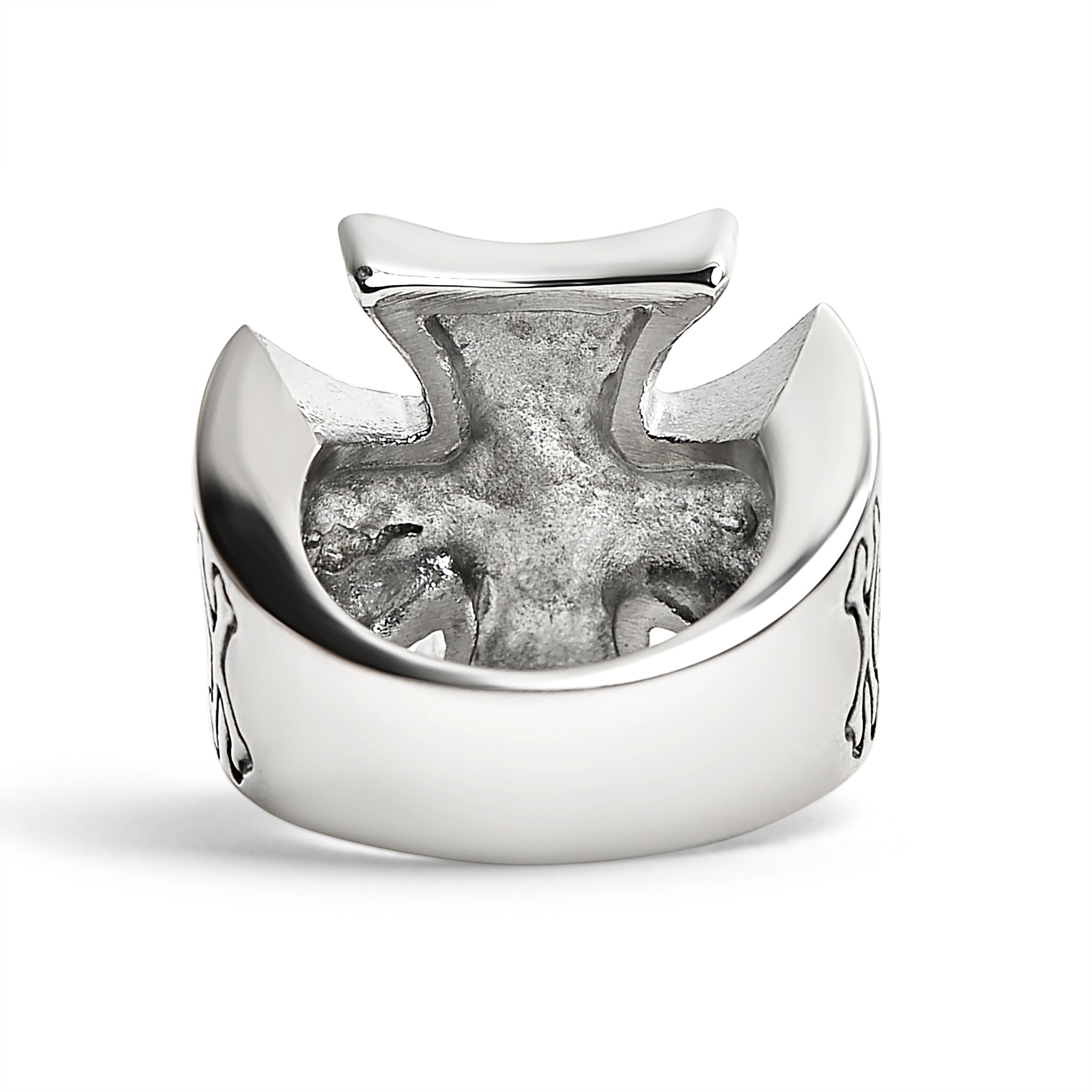 Large "13" Skull In Maltese Cross Stainless Steel Ring