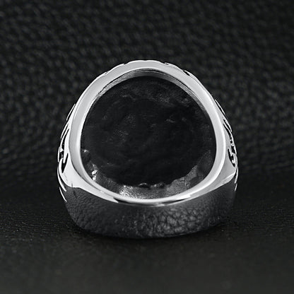 Stainless Steel Large Filigree Skull Signet Ring