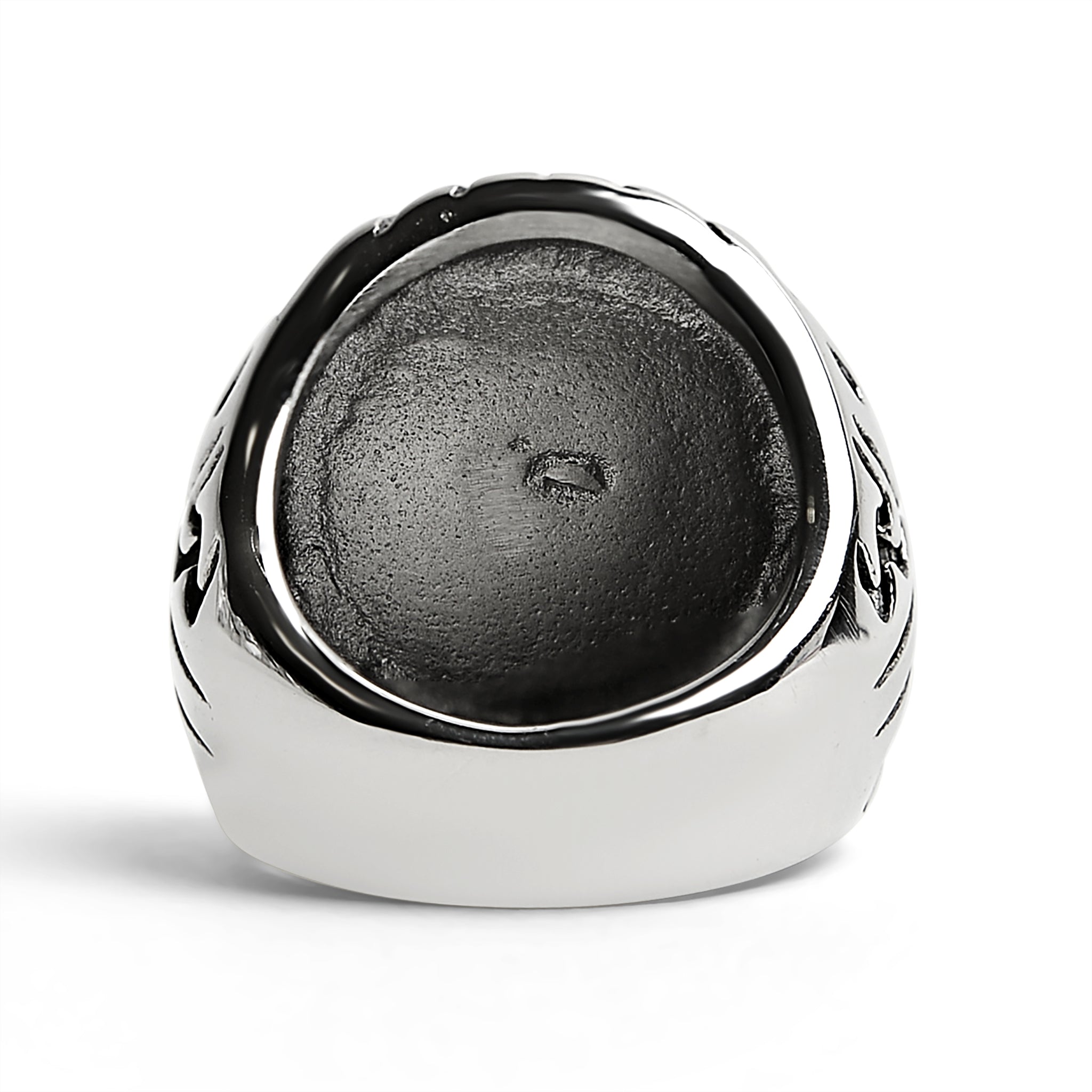 Stainless Steel Large Filigree Skull Signet Ring