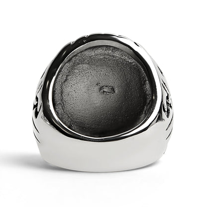 Stainless Steel Large Filigree Skull Signet Ring