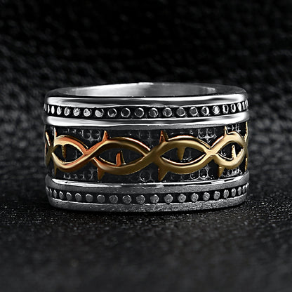 18K Gold PVD Coated Detailed Tribal Stainless Steel Ring
