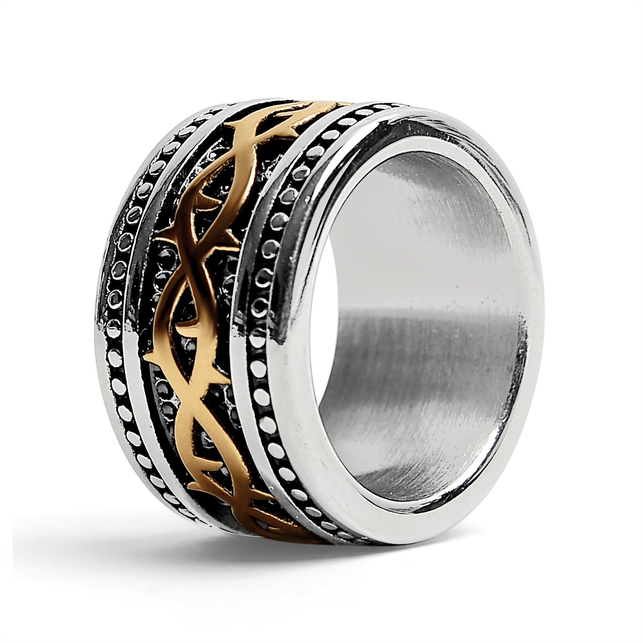 18K Gold PVD Coated Detailed Tribal Stainless Steel Ring