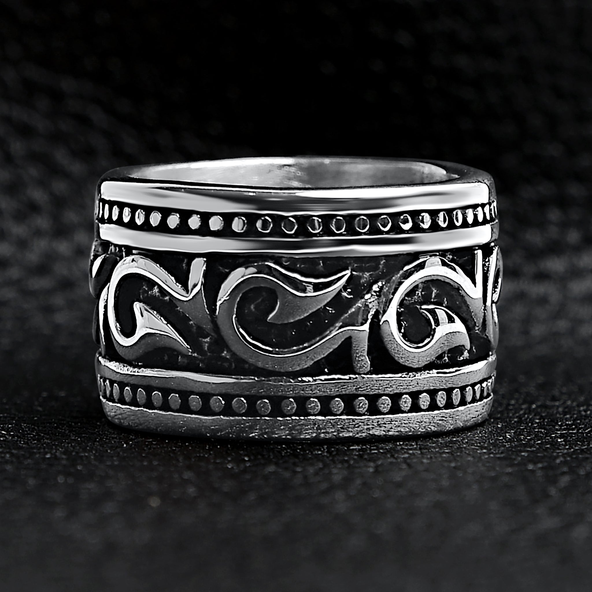 Detailed Tribal Stainless Steel Ring